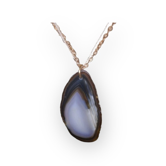 new Robert Rose ✲ Organic Agate Slice Necklace ✲ Rose Gold + Seed Bead Chain ✲ - Picture 5 of 16